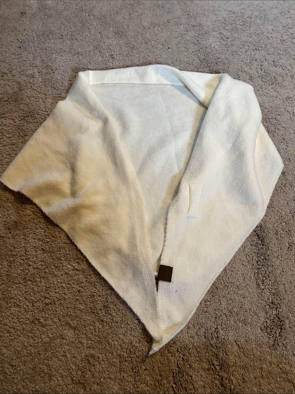 Women's Cream Knit Wrap Cape with Front Tab